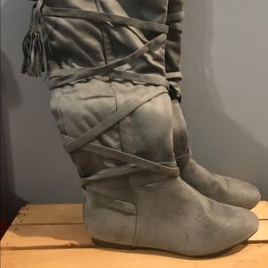 Over the knee faux-suede boot